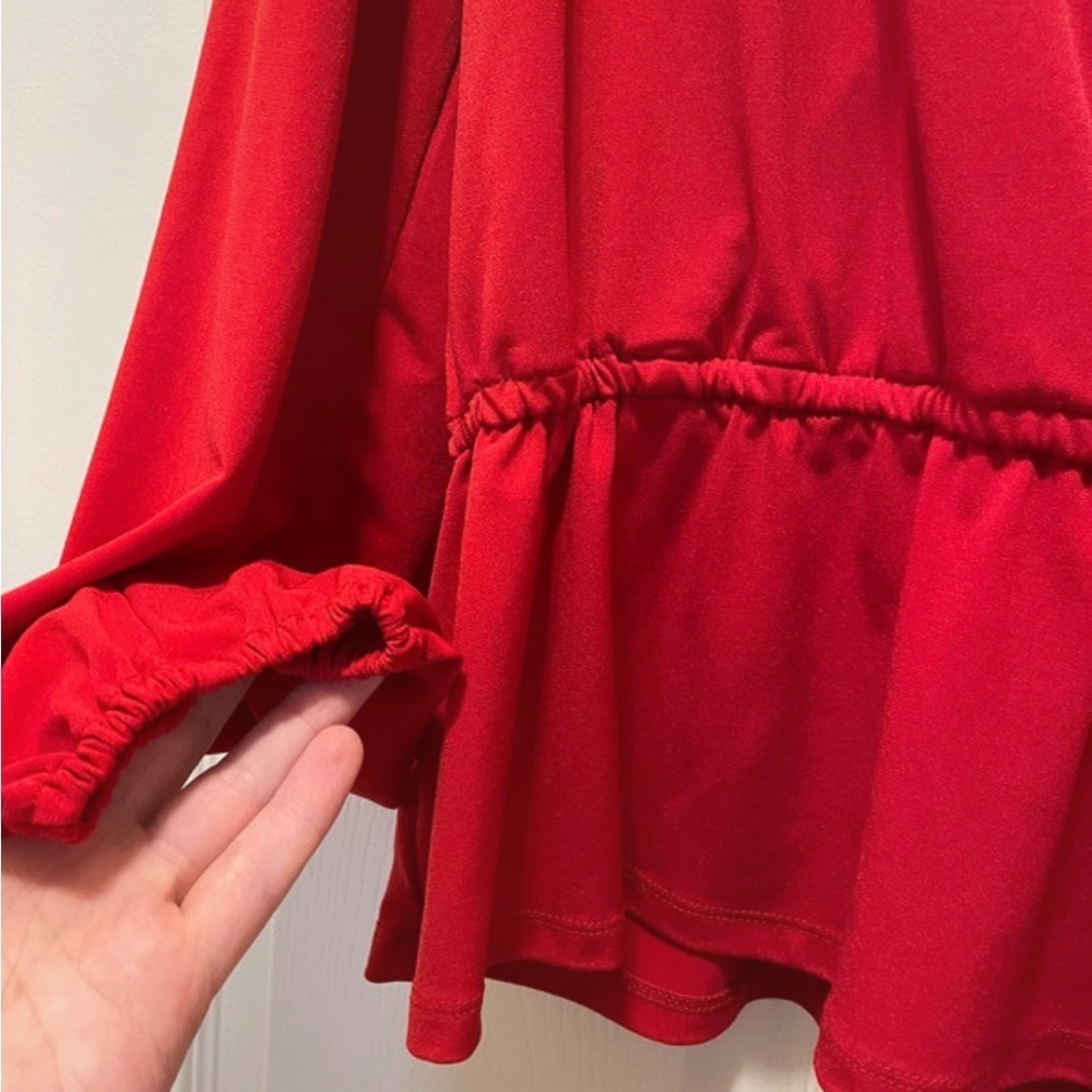 Michael Kors Red Studded Wrap Blouse Bedazzled Long Sleeve Top Christmas Size XL - Picture 3 of 5